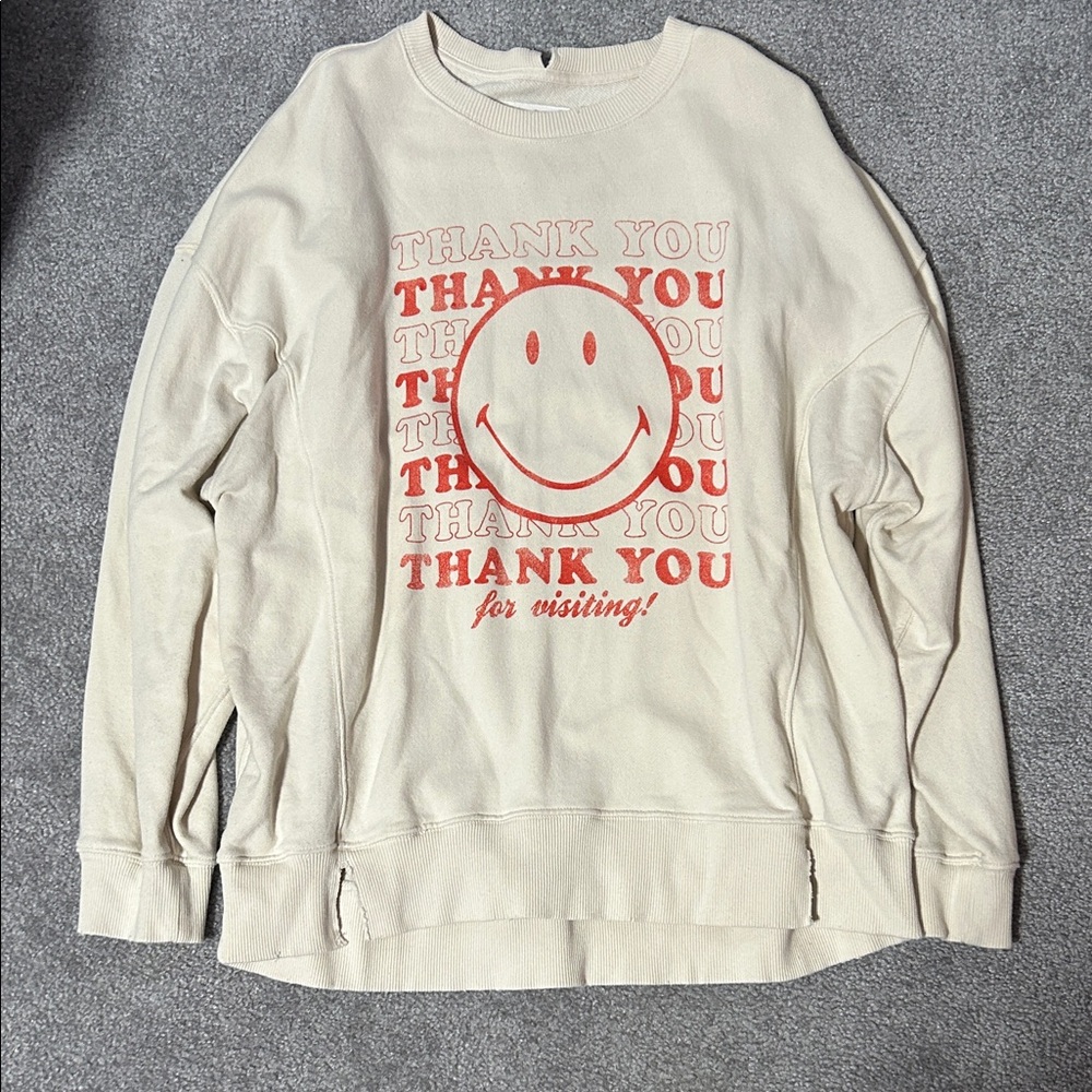 Aerie Cream and Red Graphic Sweater